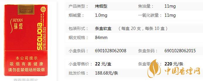 蘇煙五星紅杉樹(shù)多少錢(qián)一包  蘇煙五星紅杉樹(shù)香煙價(jià)格查詢(xún)