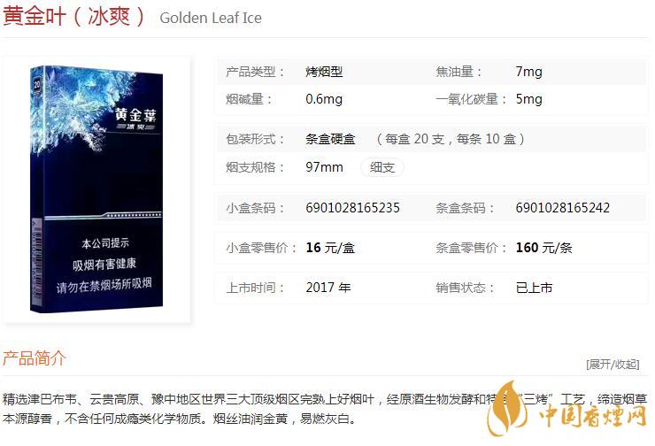 黃金葉冰爽多少錢一盒價格？黃金葉冰爽價格及參數(shù)圖片2020