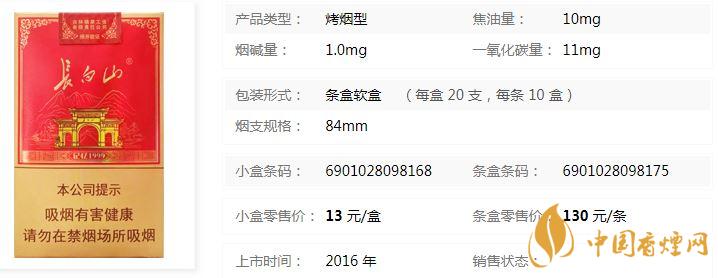 長(zhǎng)白山記憶1999軟包多少錢 長(zhǎng)白山記憶1999價(jià)格表查詢