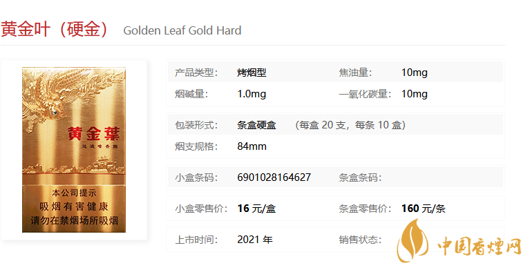 黃金葉（硬金）多少錢一包 黃金葉（硬金）價格參數(shù)一覽。